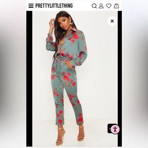 PLT NWT green floral print cigarette pants